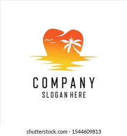Dental Clinic Beach Vector Template,  logo design inspiration 