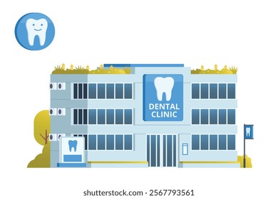 Dental Clinic Building Illustration. Editable Vector Element on White Background	