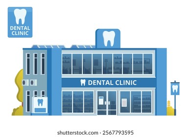 Dental Clinic Building Illustration. Editable Vector Element on White Background	