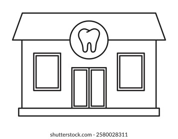 dental clinic building office with tooth logo icon