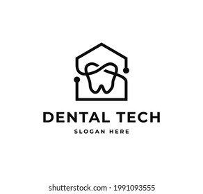 Dental Clinic Care Icon Logo Symbol. Modern Home Technology Healthy Dentistry Vector Logo 