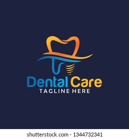 Dental Clinic Care Logo Implant Stock Vector (Royalty Free) 1344732341