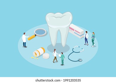 dental clinic concept with modern flat isometric style