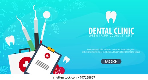 Dental Clinic And Dentist. Medical Background. Health Care. Vector Medicine Illustration