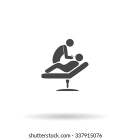 Dental Clinic. Dentist Treats Teeth Man In A Chair. Icon Vector