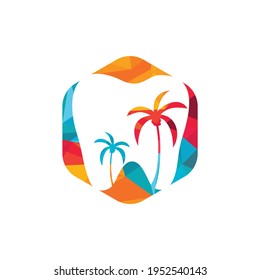 Dental clinic dentistry logo design. Dental logo with the concept of tropical island.