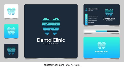 Dental clinic dentistry medical logo design and business card. Abstract dentist tech logo design template.