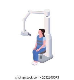 Dental clinic equipment and character of patient isometric icon 3d vector illustration