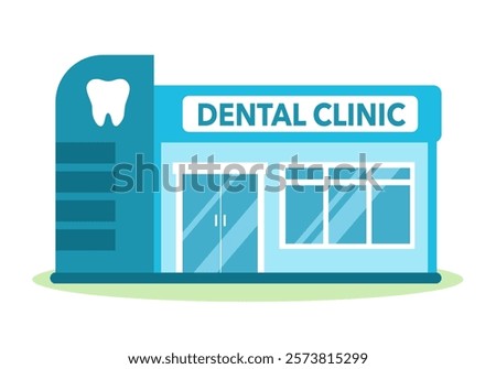 Dental clinic in flat design on white background. Dentistry dental care.