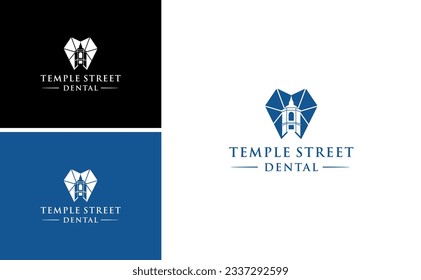 Dental Clinic Fredonia Baptist Church Vector. Temple Street Logo. Historical Building And Clock Image