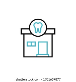 dental clinic icon vector illustration two color line style design. isolated on white background