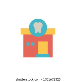 Dental Clinic Icon Vector Illustration Flat Style Design. Isolated On White Background