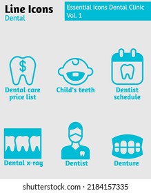 Dental Clinic icon vector line design vol. 1