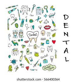 Dental clinic icons set, sketch for your design