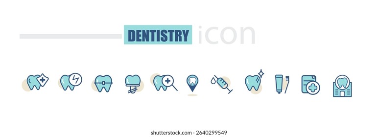 dental clinic icons set, tooth icons
