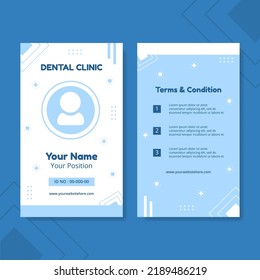 Dental Clinic Id Card Template Hand Drawn Cartoon Flat Illustration