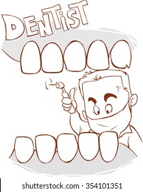 Dental clinic illustration vector (black and white)
