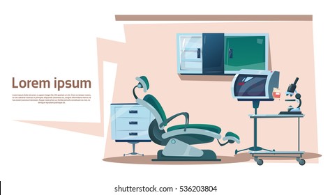 Dental Clinic Interior Dentist Workplace Hospital Medicine Flat Vector Illustration