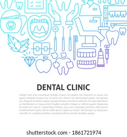 Dental Clinic Line Concept. Vector Illustration of Outline Design.
