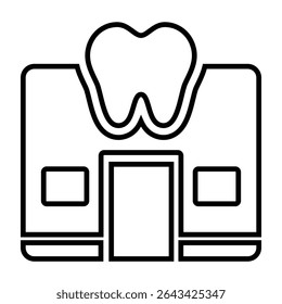 dental clinic line icon design. dental clinic thin black outline symbol vector illustration. editable stroke icon on transparent background.