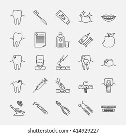 Dental clinic line icons, oral hygiene and dental health care signs. Vcetor illustration