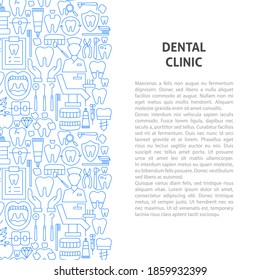 Dental Clinic Line Pattern Concept. Vector Illustration of Outline Design.