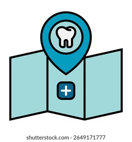 Localização da clínica dentária preencheu o contorno isolado no branco