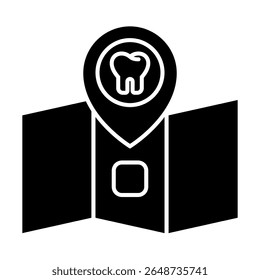 Dental clínica localização ícone sólido isolado no branco
