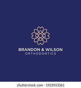 Dental Clinic Dental Logo Abstract design vector template Linear style design. Dentist stomatology doctor medical Logotype icon concept. B W Letter lofo