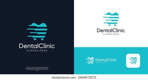 Dental clinic logo with abstract tooth logo design template.