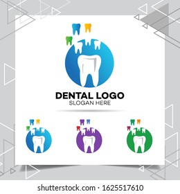 Dental Clinic Logo for dental care Tooth abstract design vector. Dentist medical doctor Logotype concept icon.