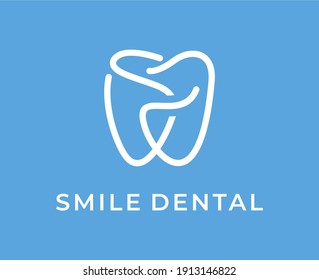 Dental Clinic Logo, Dental Care Logo,  Tooth abstract design vector template Linear style. Logotype concept icon, Dentist stomatology medical doctor .