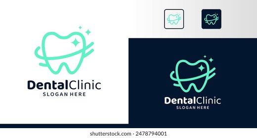 Dental clinic logo design with geometric line abstract graphic symbol icon vector