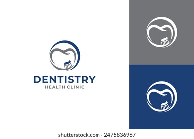 Inspiración de diseño de logotipo de clínica dental, cuidado dental con Elementos de cepillo de dientes. Muy adecuado para el cuidado de la salud de la clínica dental, la práctica del dentista, la salud dental y oral.