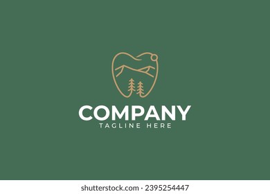 dental clinic logo design with mountain and forest scene for orthodontist business