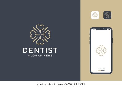 Dental clinic logo design premium vector