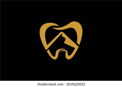 Dental clinic logo design vector. North Thornton mountain illustration design.