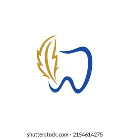 dental clinic logo design. Vector illustration of teeth and feather. modern logo design vector icon template
