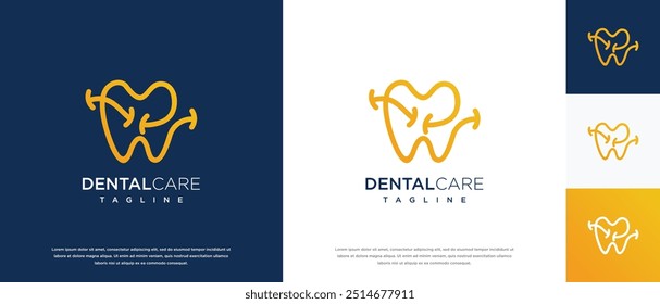 Dental clinic logo design vector illustration. Dental care logo design vector icon
