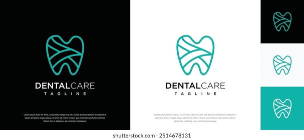 Ilustración vectorial de diseño de logotipo de clínica dental. Icono de Vector de diseño de logotipo de cuidado dental