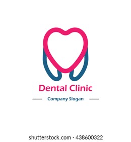Dental Clinic Logo design vector template linear style. Dental clinic Logotype concept icon.