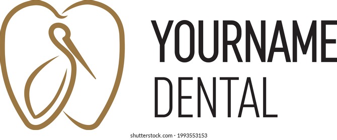 Dental clinic logo designed using teeth and pelican image