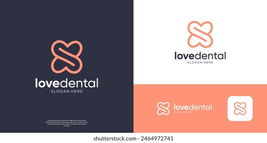 Dental clinic logo icon infinity line art logo design.