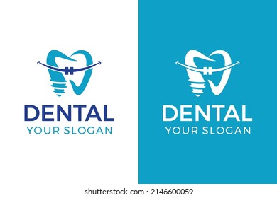 Dental Clinic logo template, Dental Care logo designs vector, Health Dent Logo design vector template linear style. Dental clinic Logotype concept icon. Tooth Teeth Smile Dentist Logo