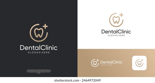 Plantilla de logotipo de clínica dental con diseño de logotipo de atención médica cruzada.