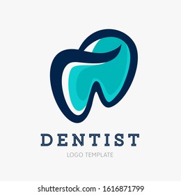 Dental Clinic Logo Template. Tooth abstract design vector. Dentist  medical doctor Logotype concept icon