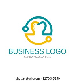 Dental Clinic Logo Tooth abstract design vector template Linear style. Dentist stomatology medical doctor Logotype concept icon