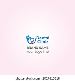 Dental Clinic Logo Tooth abstract design vector template Linear style. Dentist stomatology medical doctor Logotype concept icon.