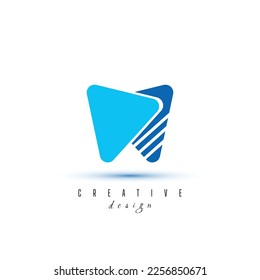 Dental Clinic Logo Tooth abstract design vector template Linear style. Dentist stomatology medical doctor Logotype concept icon