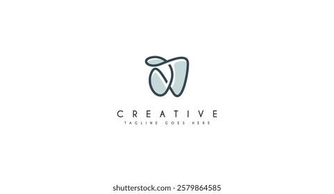 Dental Clinic Logo Tooth abstract Linear Dentist stomatology.